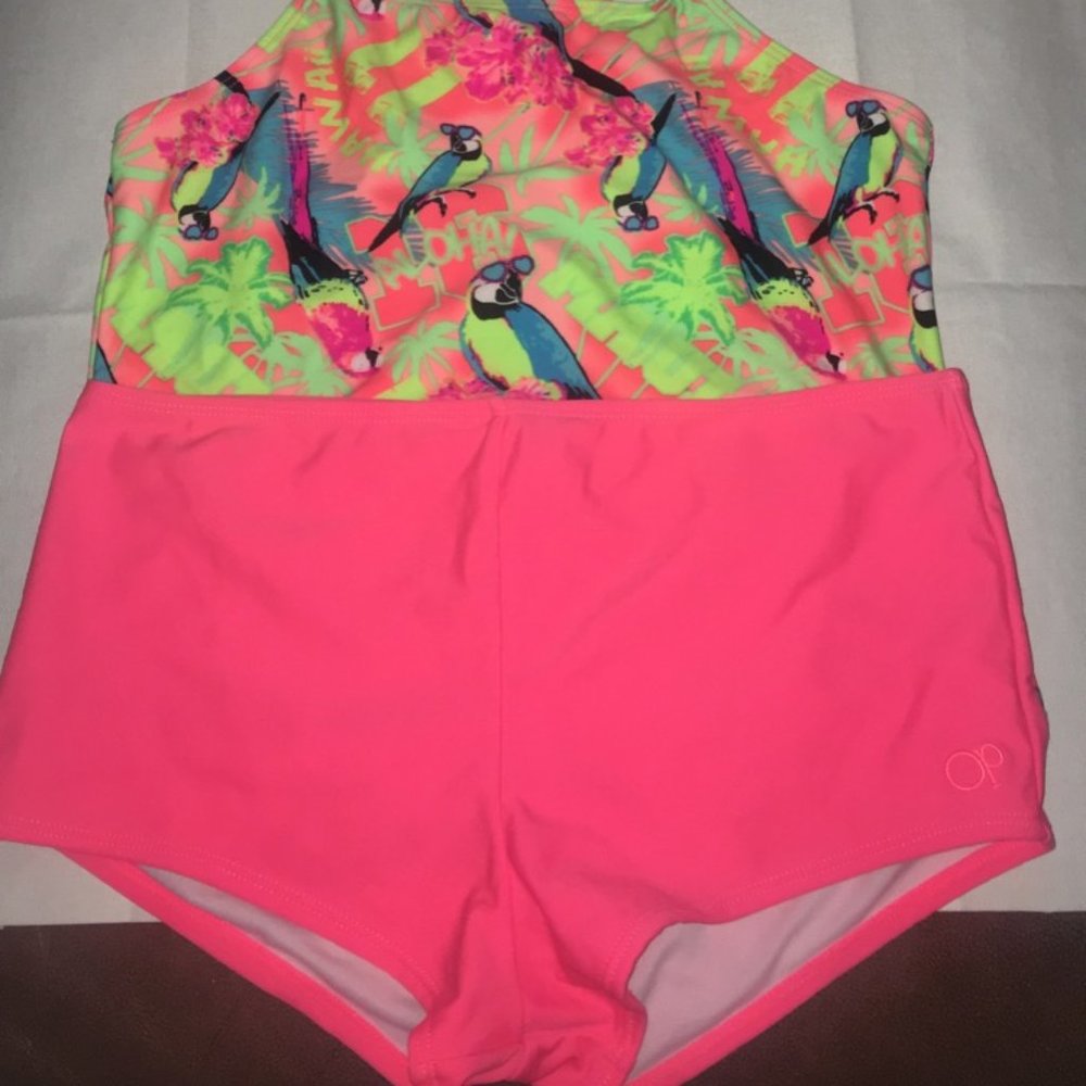 Girl's OP 2-piece Tankini-Hawaii Pink Sz XL